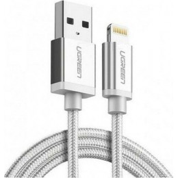 30586 Кабель UGREEN US199 USB-Lightning, цвет: серебристо-белый, 2M