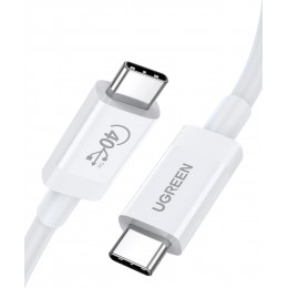 40113 Кабель UGREEN US506 Type-C - Type-C USB4 Gen3; передача данных + зарядка + аудио и видео; 40Гбит/с; 8K@60Hz; PD 100W; 0,8m; белый