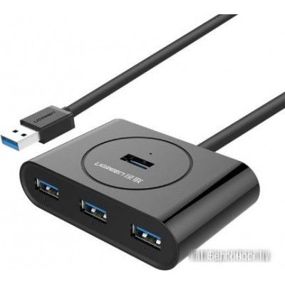 20291 Разветвитель портов Ugreen CR113 USB 3.0 - 4xUSB 3.0.Цвет- черный. Длина кабеля - 1м