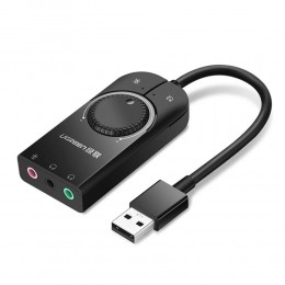 40964 Звуковая карта внешняя UGREEN CM129, USB, поддержка 2 наушников, цвет: черный